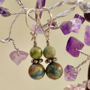 Handcrafted Natural Stone Earrings with sterling silver posts